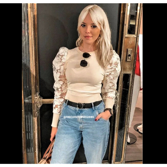 ZARA BLOGGER FAVE!!! Knit Top with Lace Sleeves NWT - Picture 12 of 16